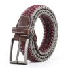 Men's and women's universal elastic woven pin buckle belt, fashionable and versatile, fishbone pattern non-perforated polyester elastic belt wholesale Specification image